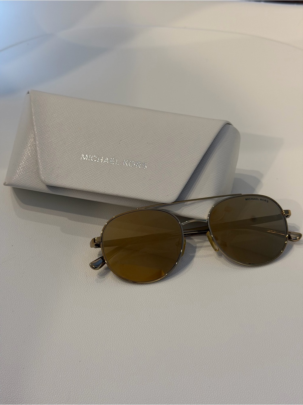 Michael Kors Gold Metal Frame Sunglasses with Brown Lenses